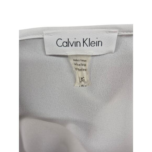 Calvin Klein white pleated front peekaboo Career poly Sleeveless top Sz L nwot - Picture 5 of 5